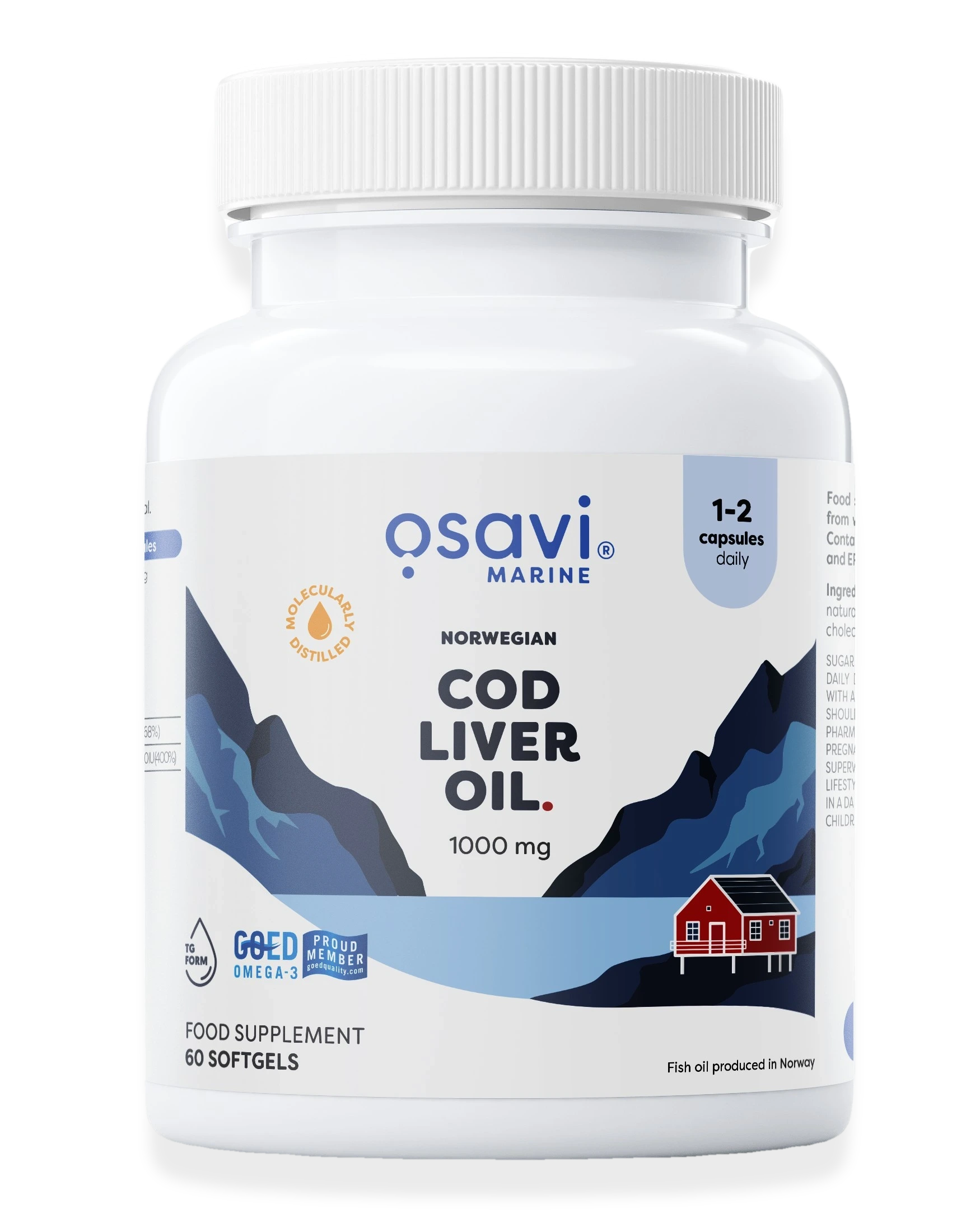 Norwegian Cod Liver Oil Softgels, 1000mg (Lemon) - 60 softgels