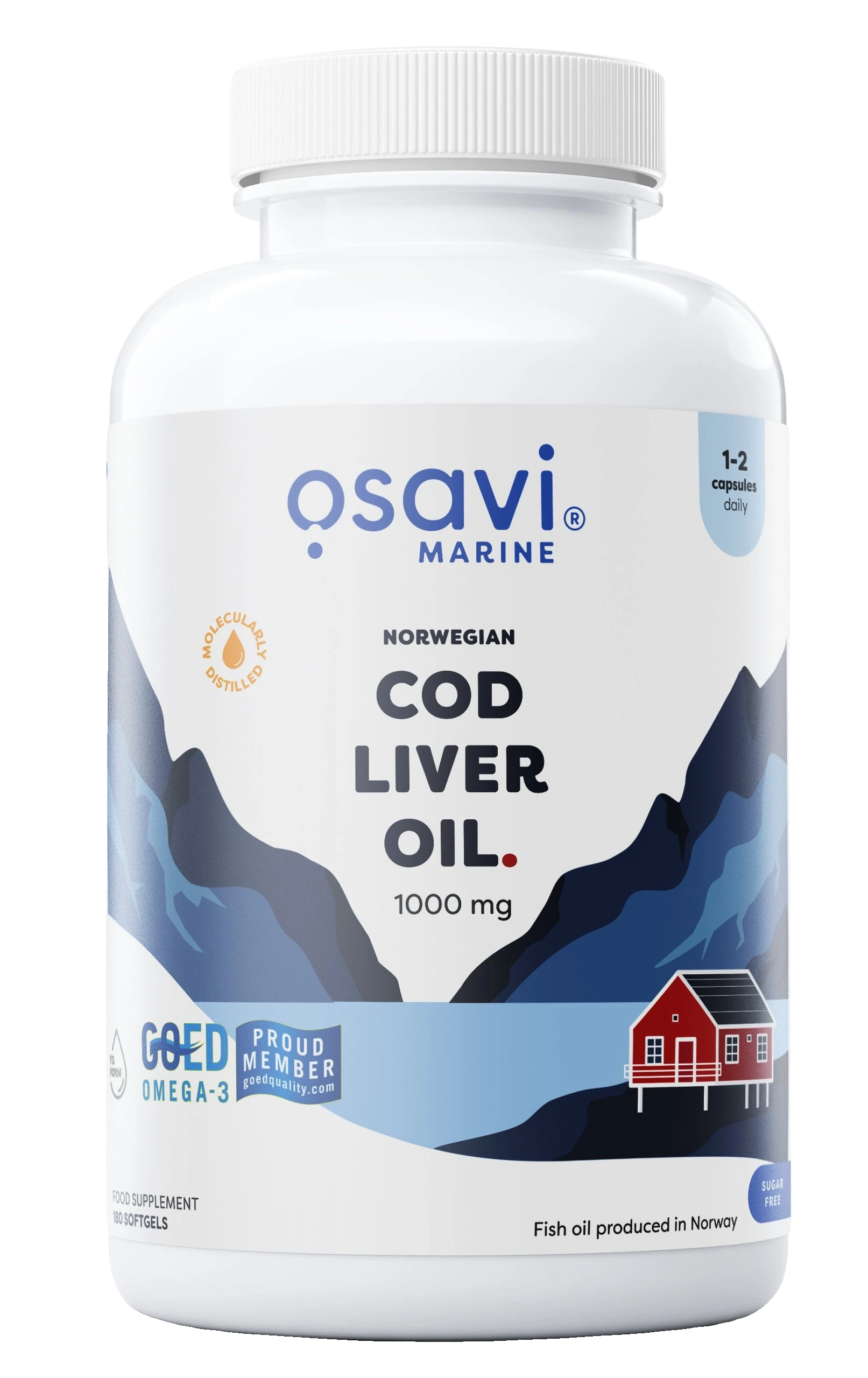 Norwegian Cod Liver Oil Softgels, 1000mg (Lemon) - 180 softgels