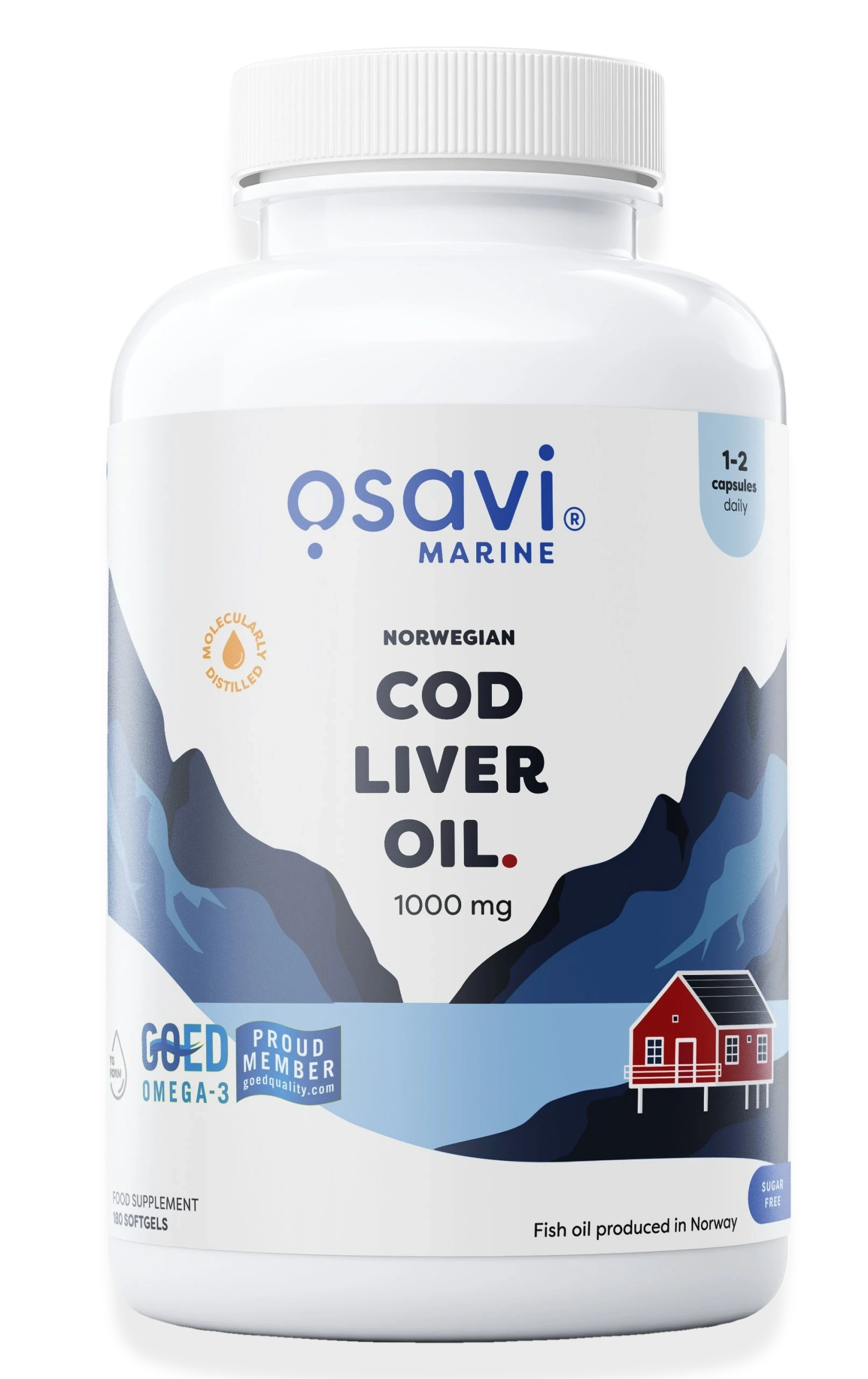 Norwegian Cod Liver Oil Softgels, 1000mg (Lemon) - 180 softgels