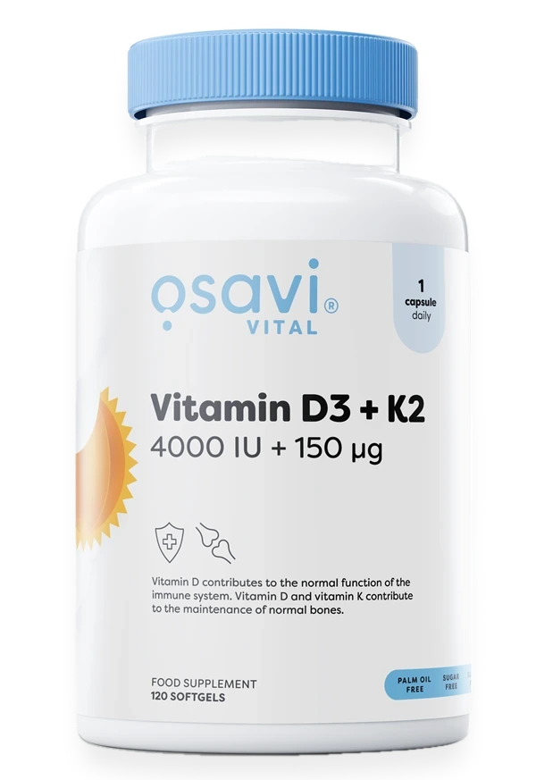 Vitamin D3 + K2, 4000IU + 150mcg - 120 softgels