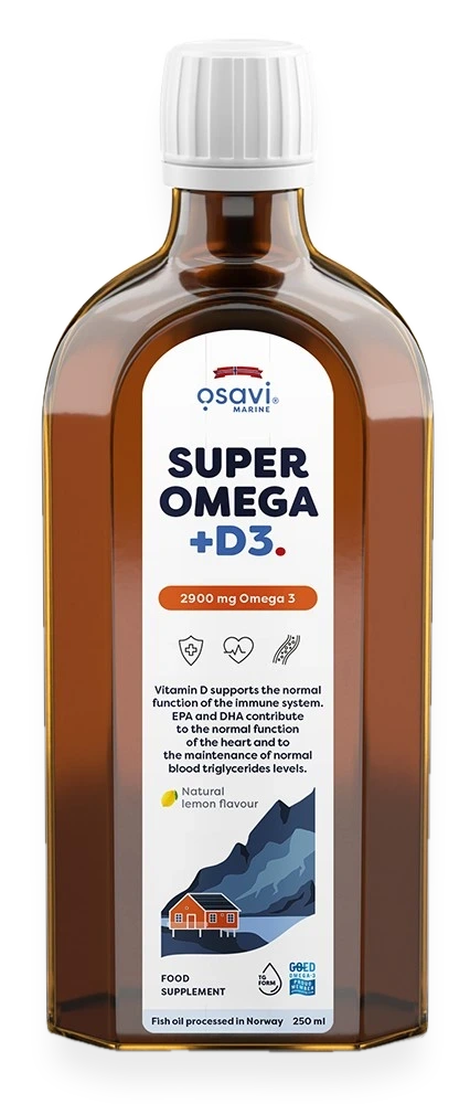 Super Omega + D3, 2900mg Omega 3 (Lemon) - 250 ml.