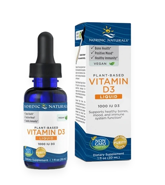 Plant-Based Vitamin D3 Liquid, 1000 IU Apple - 30 ml.