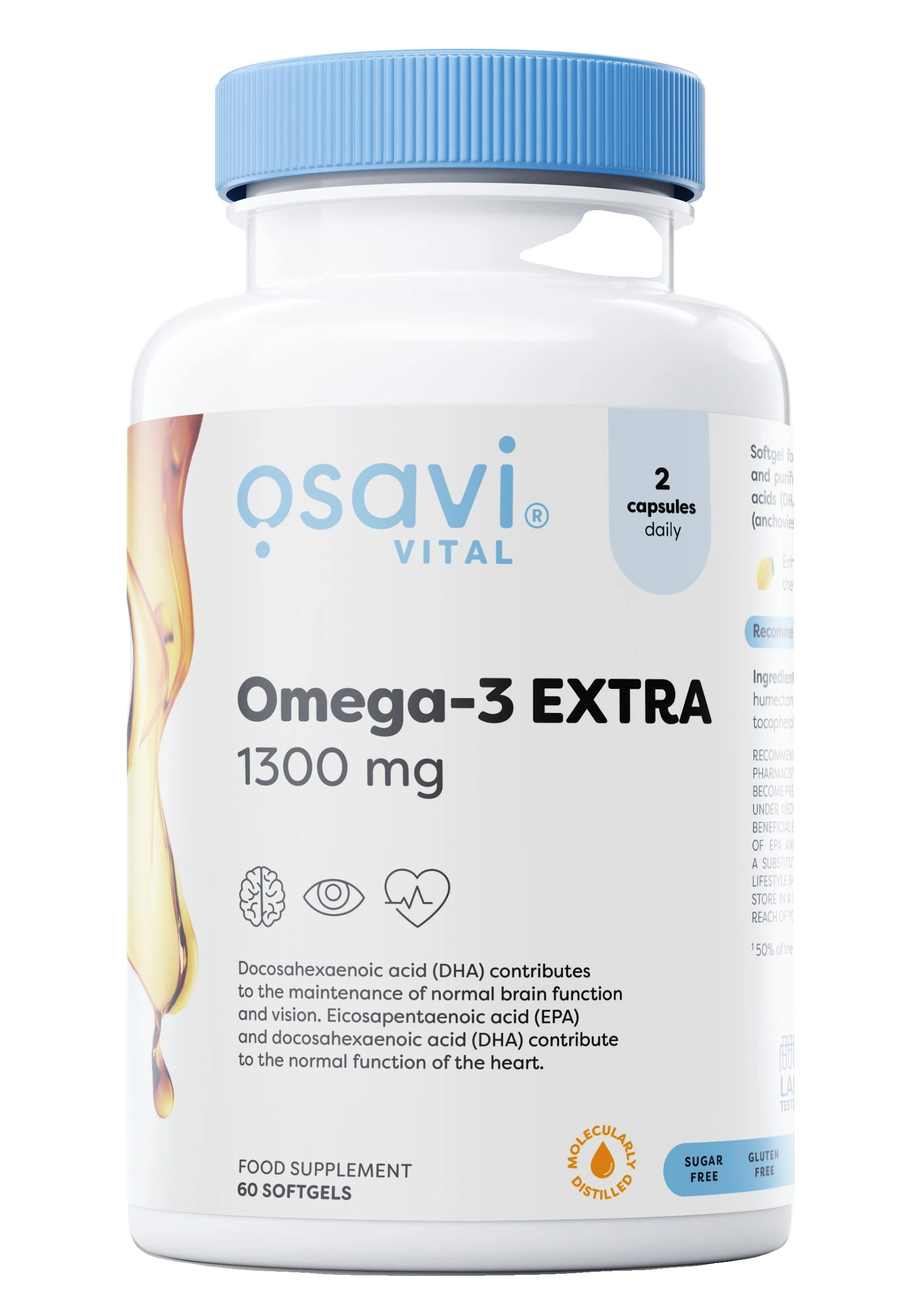 Omega-3 Extra Molecularly Distilled, 1300mg (Lemon) - 60 softgels