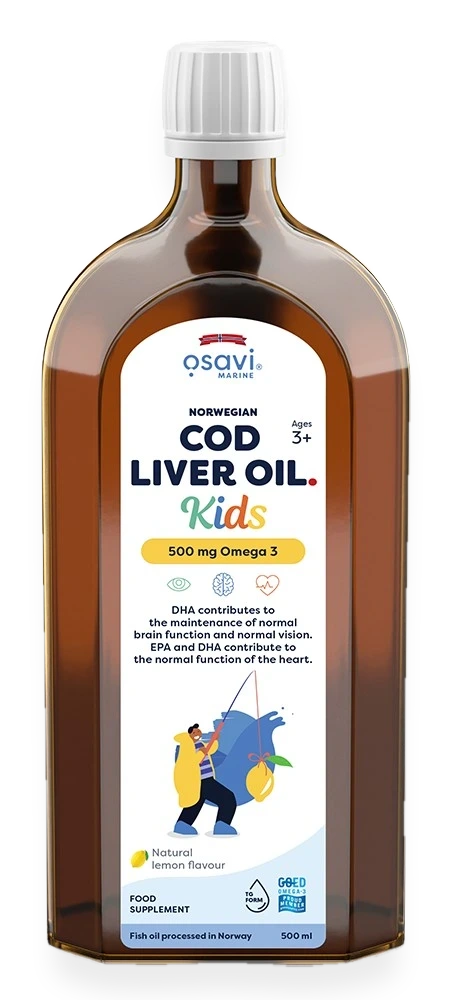 Norwegian Cod Liver Oil Kids, 500mg Omega 3 (Lemon) - 500 ml.
