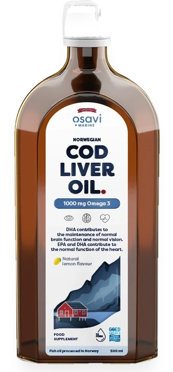 Norwegian Cod Liver Oil, 1000mg Omega 3 (Lemon) - 500 ml.