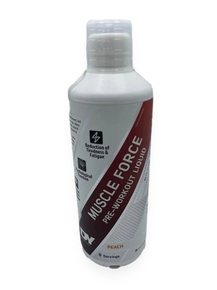 Muscle Force Liquid Pre-Workout, Peach - 500 ml.
