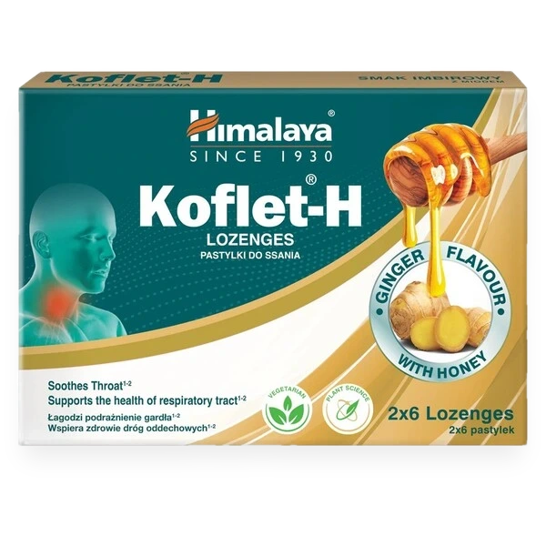 Koflet-H, Ginger - 12 lozenges