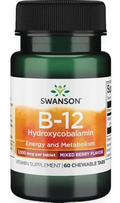B-12 Hydroxycobalamin, 1000mcg - 60 chewable tablets