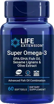 Super Omega-3 EPA/DHA Fish Oil, Sesame Lignans & Olive Extract - 60 softgels