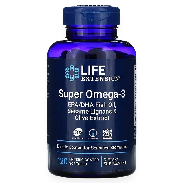 Super Omega-3 EPA/DHA with Sesame Lignans & Olive Extract - 120 enteric coated softgels