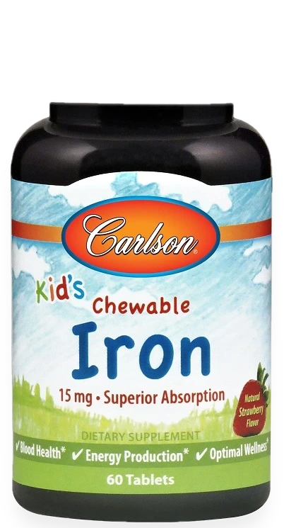 Kid's Chewable Iron, 15mg Strawberry - 60 tablets