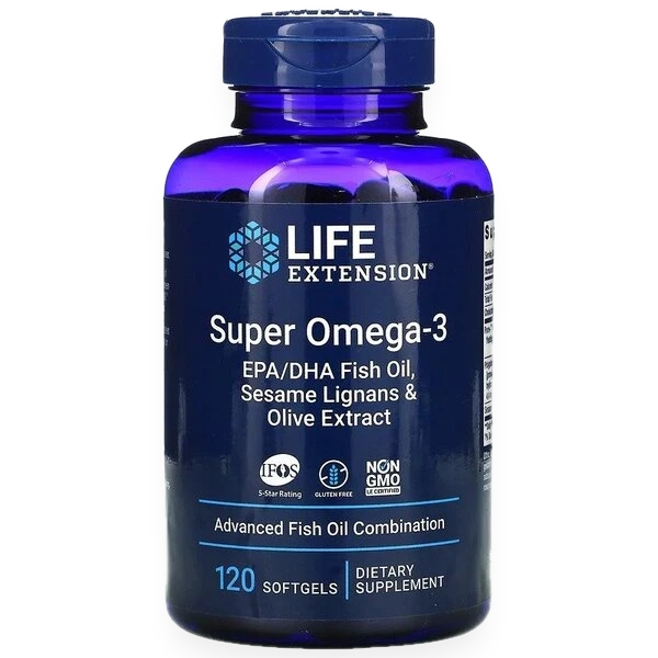 Super Omega-3 EPA/DHA Fish Oil, Sesame Lignans & Olive Extract - 120 softgels