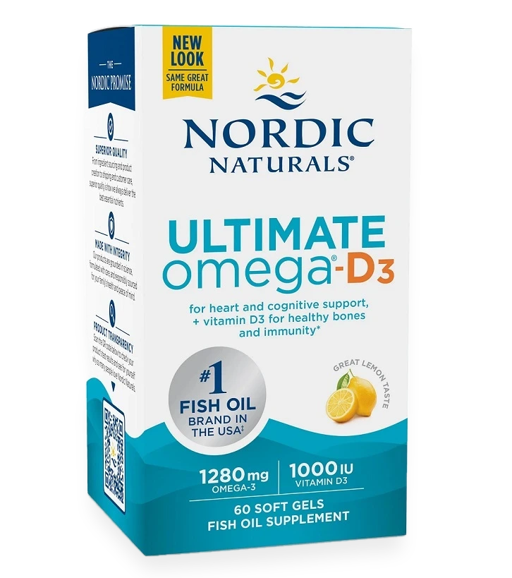 Ultimate Omega-D3 Fish Oil, 1280mg Lemon - 60 softgels