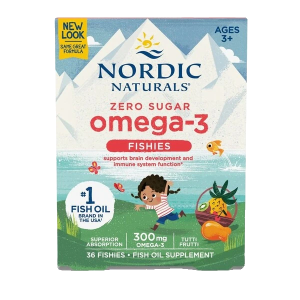 Zero Sugar Omega-3 Fishies, 300mg Tutti Frutti - 36 fishies