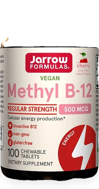 Methyl B-12, 500mcg (Cherry) - 100 vegan chewable tabs