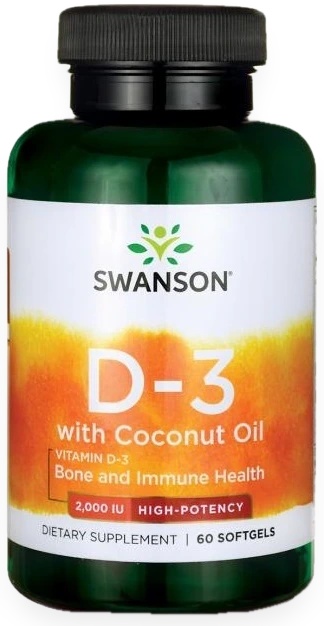 Vitamin D-3 with Coconut Oil, 2000 IU - 60 softgels