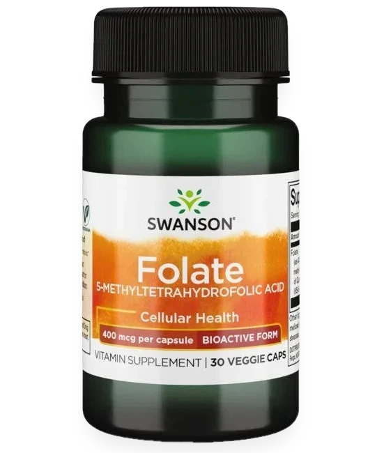 Folate (5-Methyltetrahydrofolic Acid), 400mcg - 30 vcaps