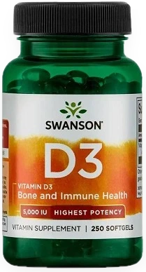 Vitamin D-3, 5000 IU - 250 softgels