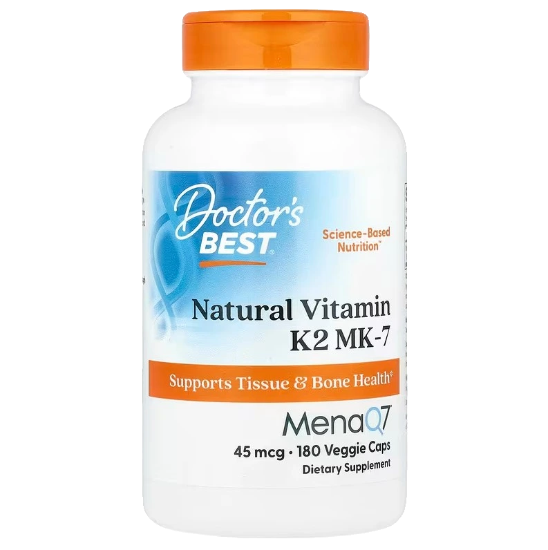 Natural Vitamin K2 MK7 with MenaQ7, 45mcg - 180 vcaps