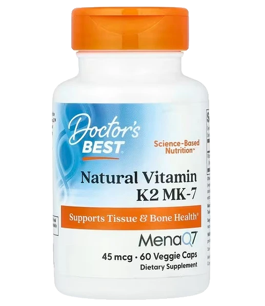 Natural Vitamin K2 MK7 with MenaQ7, 45mcg - 60 vcaps