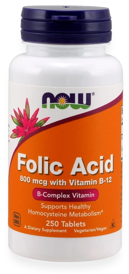 Folic Acid with Vitamin B12, 800mcg - 250 tablets