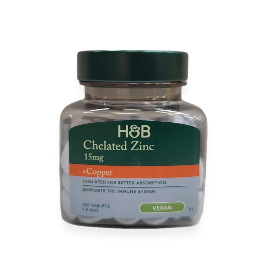 Chelated Zinc + Copper, 15mg - 120 tablets (EAN 5059604701726)