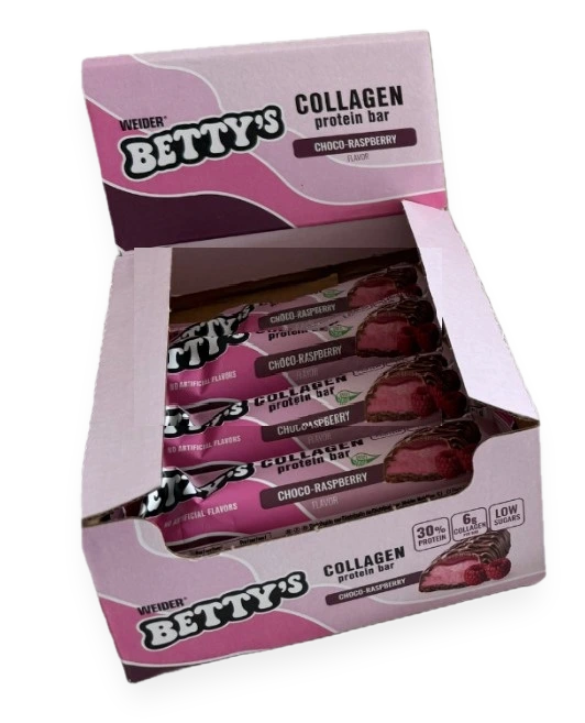 Betty's Collagen Protein Bar, Choco-Raspberry - 12 x 50g