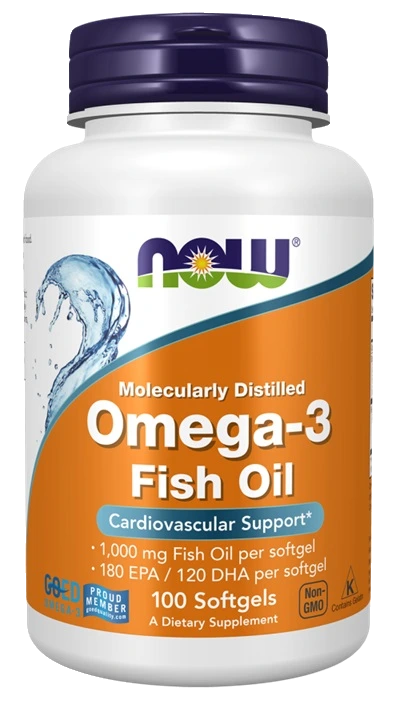 Omega-3 Fish Oil, Molecularly Distilled - 100 softgels