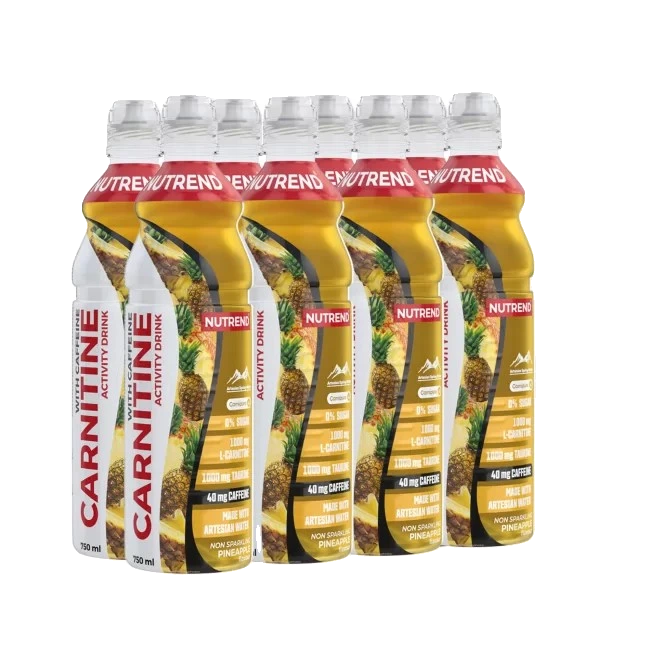 Carnitine Activity Drink with Caffeine, Non Sparkling Pineapple - 8 x 750 ml.