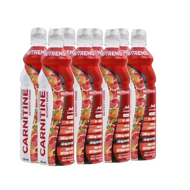 Carnitine Activity Drink with Caffeine, Non Sparkling Red Orange - 8 x 750 ml.
