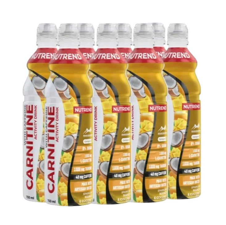 Carnitine Activity Drink with Caffeine, Sparkling Mango & Coconut - 8 x 750 ml.