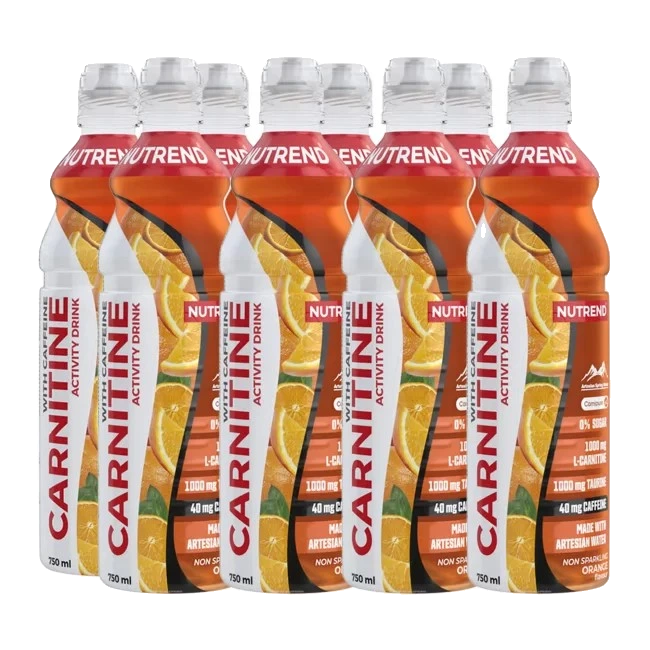 Carnitine Activity Drink with Caffeine, Non Sparkling Orange - 8 x 750 ml.