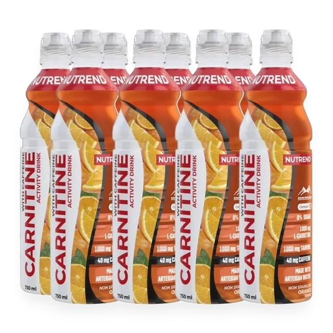 Carnitine Activity Drink with Caffeine, Non Sparkling Orange - 8 x 750 ml.