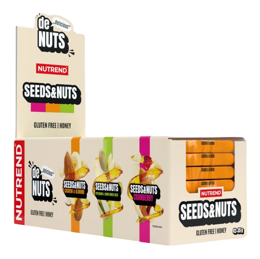 Denuts Seeds & Nuts Bar, Cashew & Almond - 42 x 35g