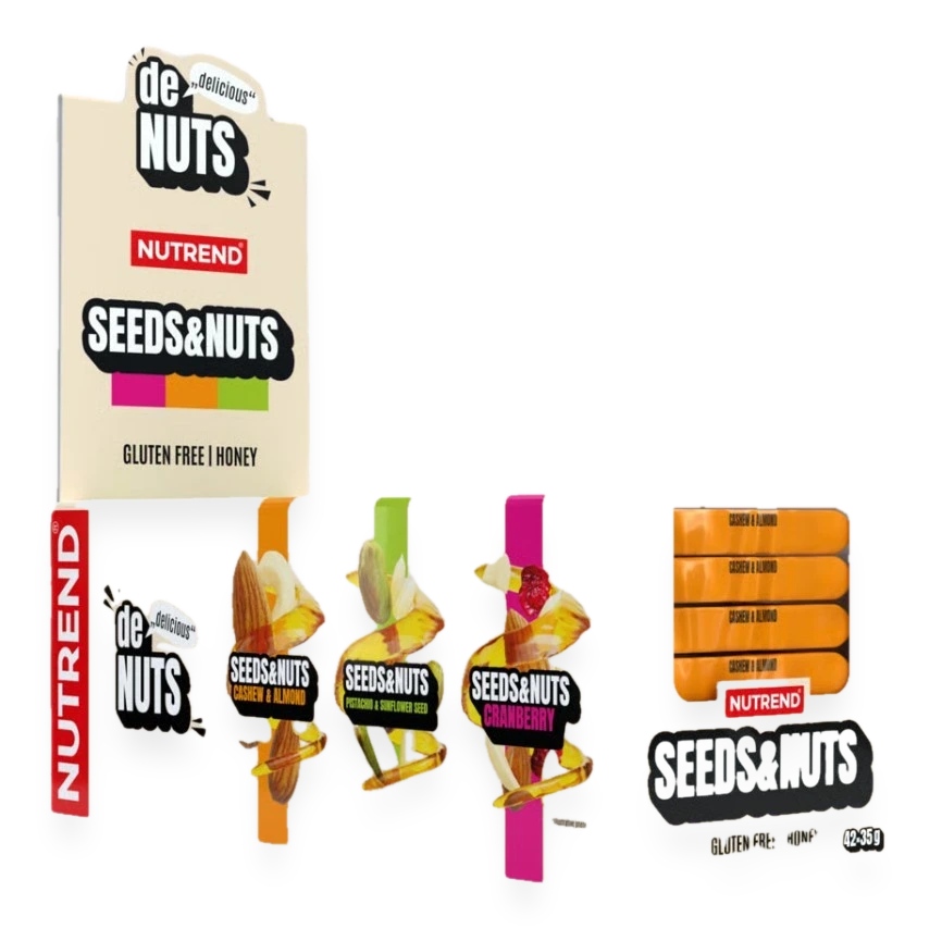 Denuts Seeds & Nuts Bar, Cashew & Almond - 42 x 35g