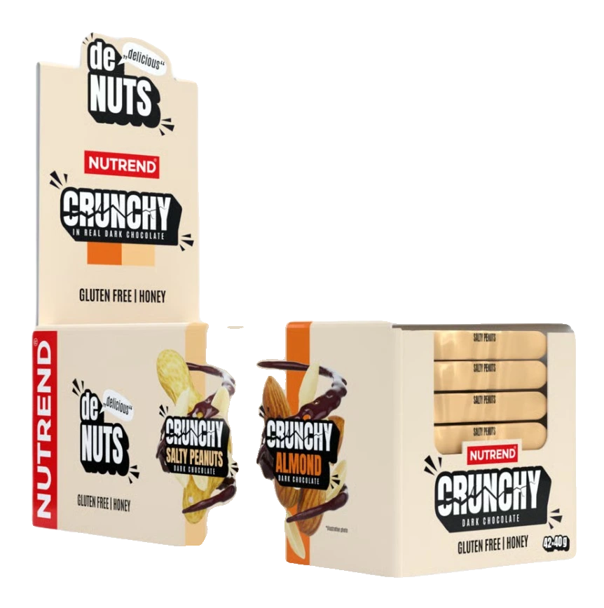 Denuts Crunchy Bar, Salty Peanuts Dark Chocolate - 42 x 40g