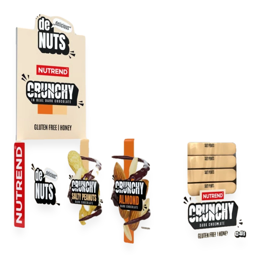 Denuts Crunchy Bar, Salty Peanuts Dark Chocolate - 42 x 40g