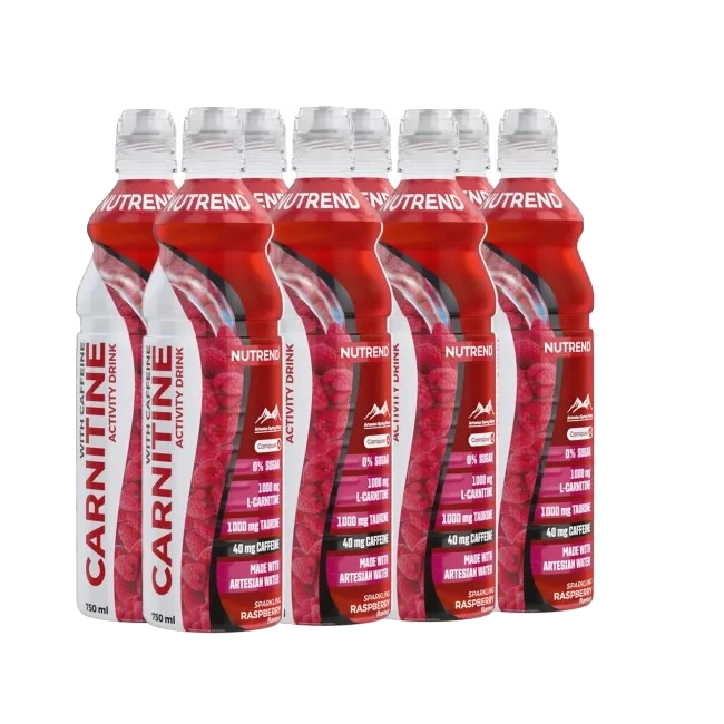 Carnitine Activity Drink with Caffeine, Sparkling Raspberry - 8 x 750 ml.