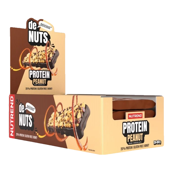 Denuts Protein Bar, Peanut Dark Chocolate - 24 x 50g