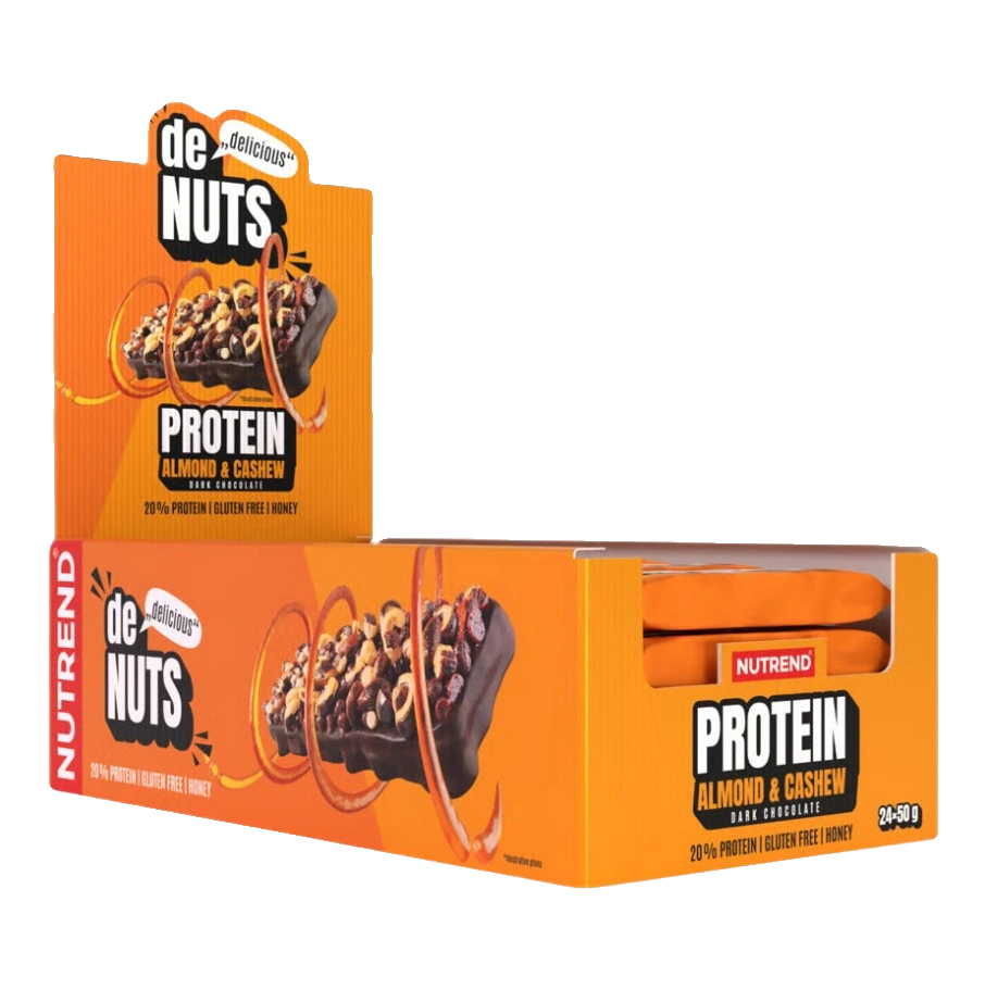 Denuts Protein Bar, Almond & Cashew Dark Chocolate - 24 x 50g