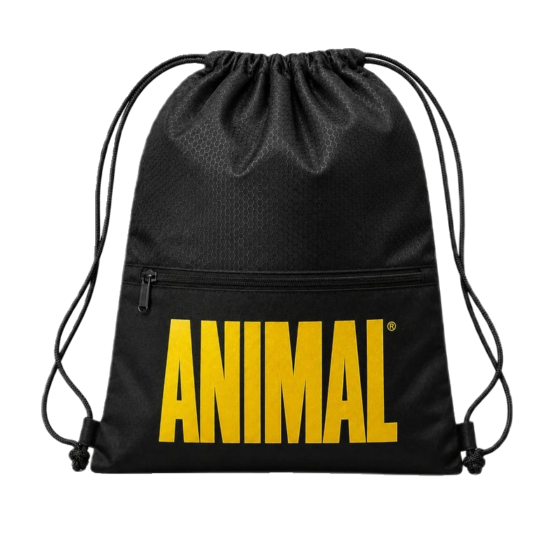 Animal Drawstring Backpack - Black with Yellow