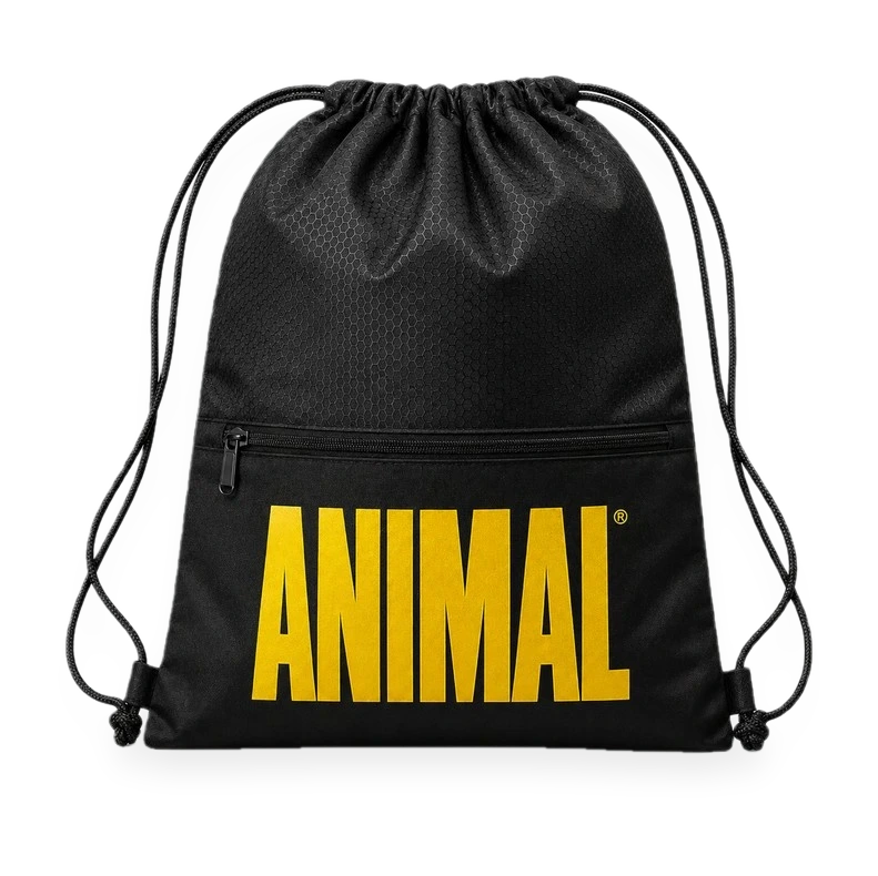 Animal Drawstring Backpack - Black with Yellow