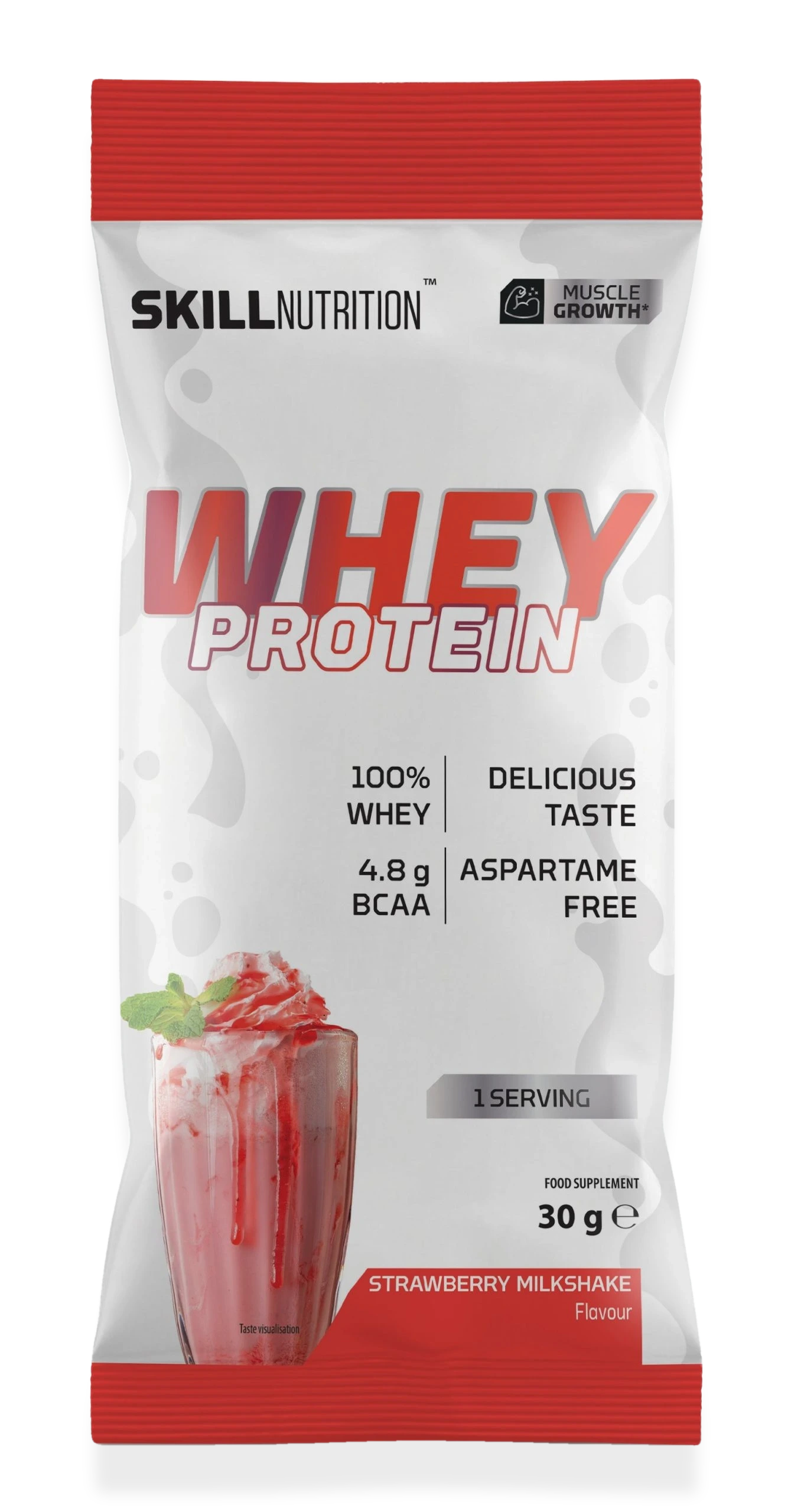 Whey Protein Powder, Strawberry Milkshake - 30 grams (1 serving)
