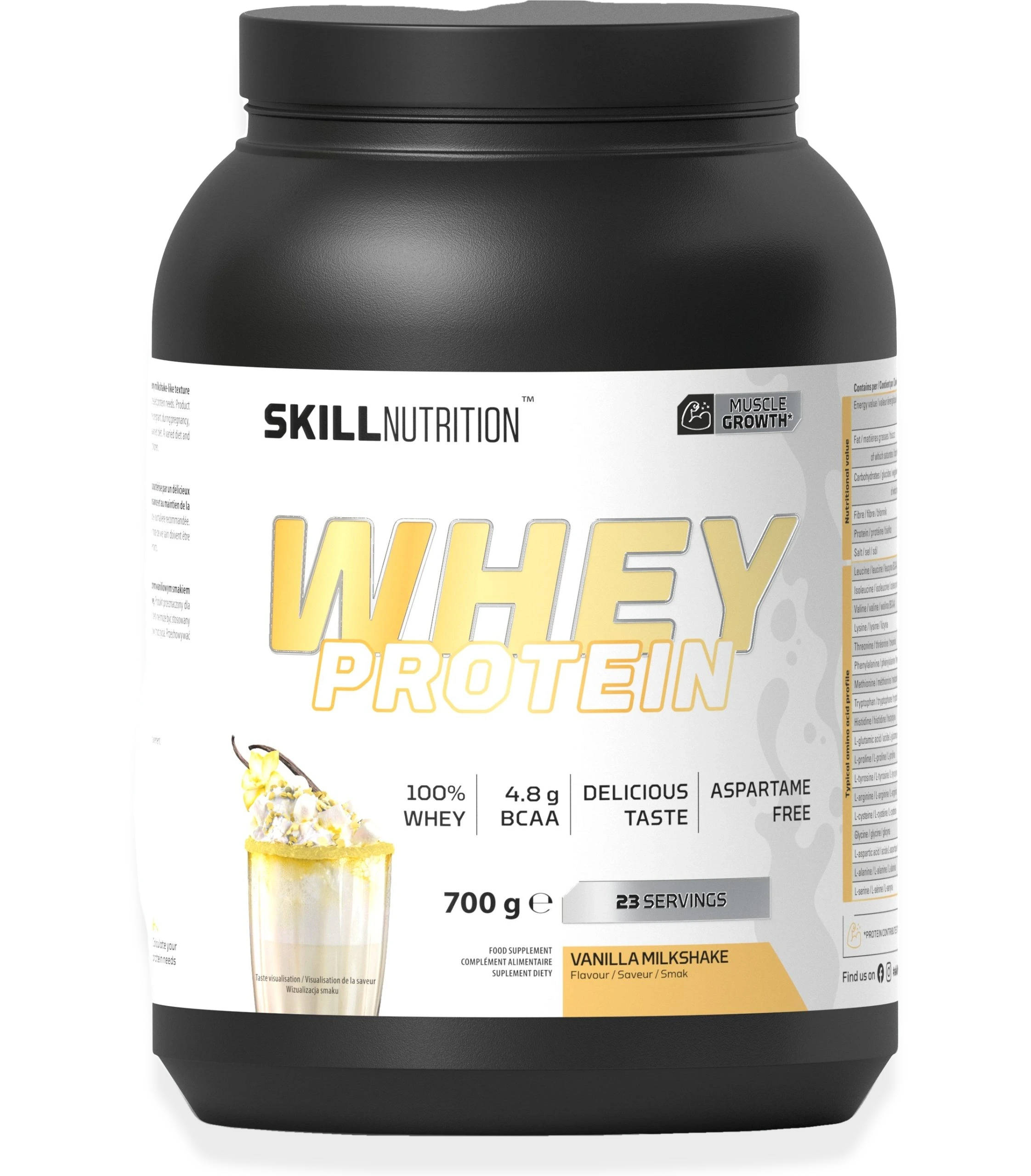 Whey Protein Powder, Vanilla Milkshake - 700 grams