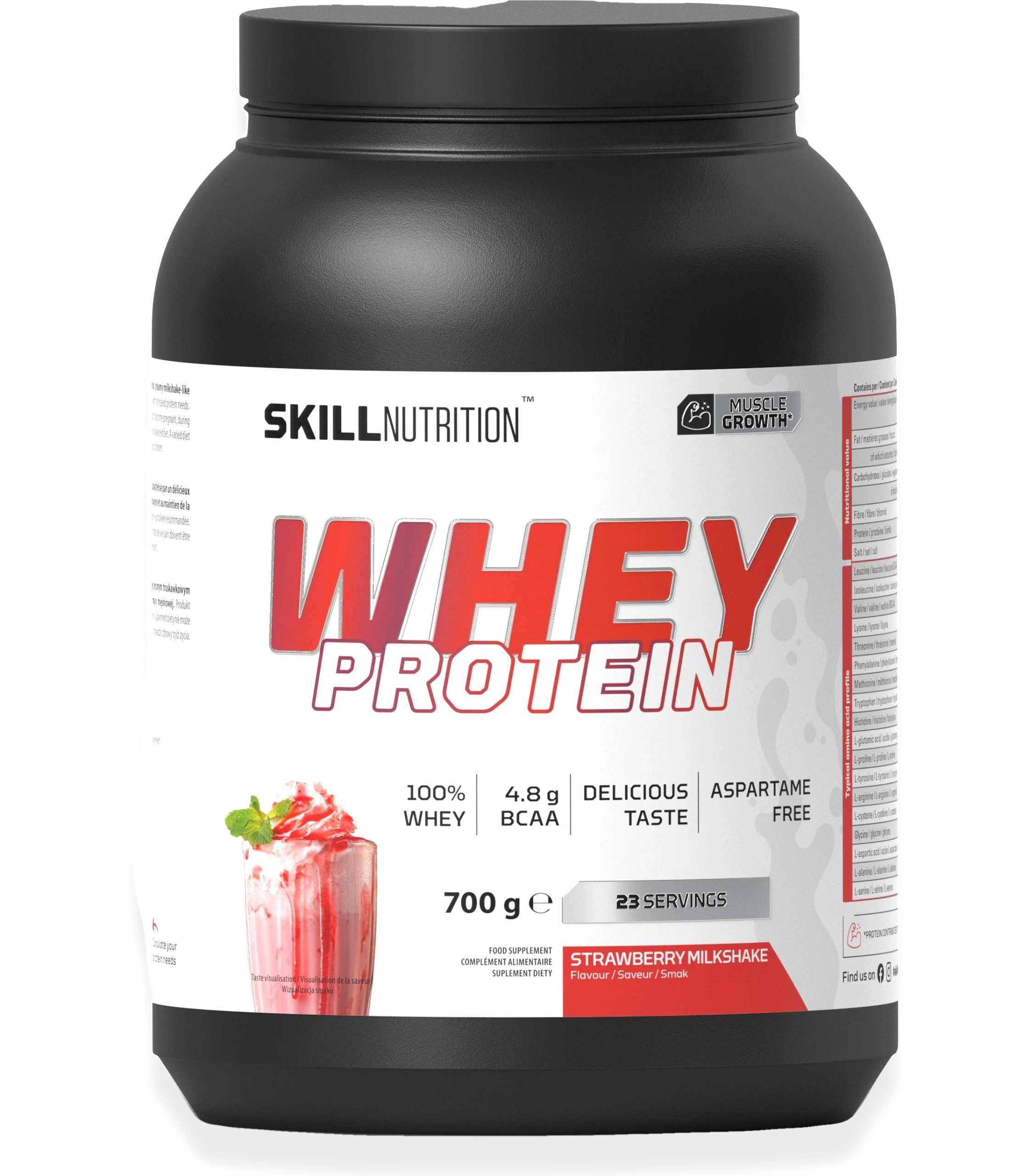 Whey Protein Powder, Strawberry Milkshake - 700 grams