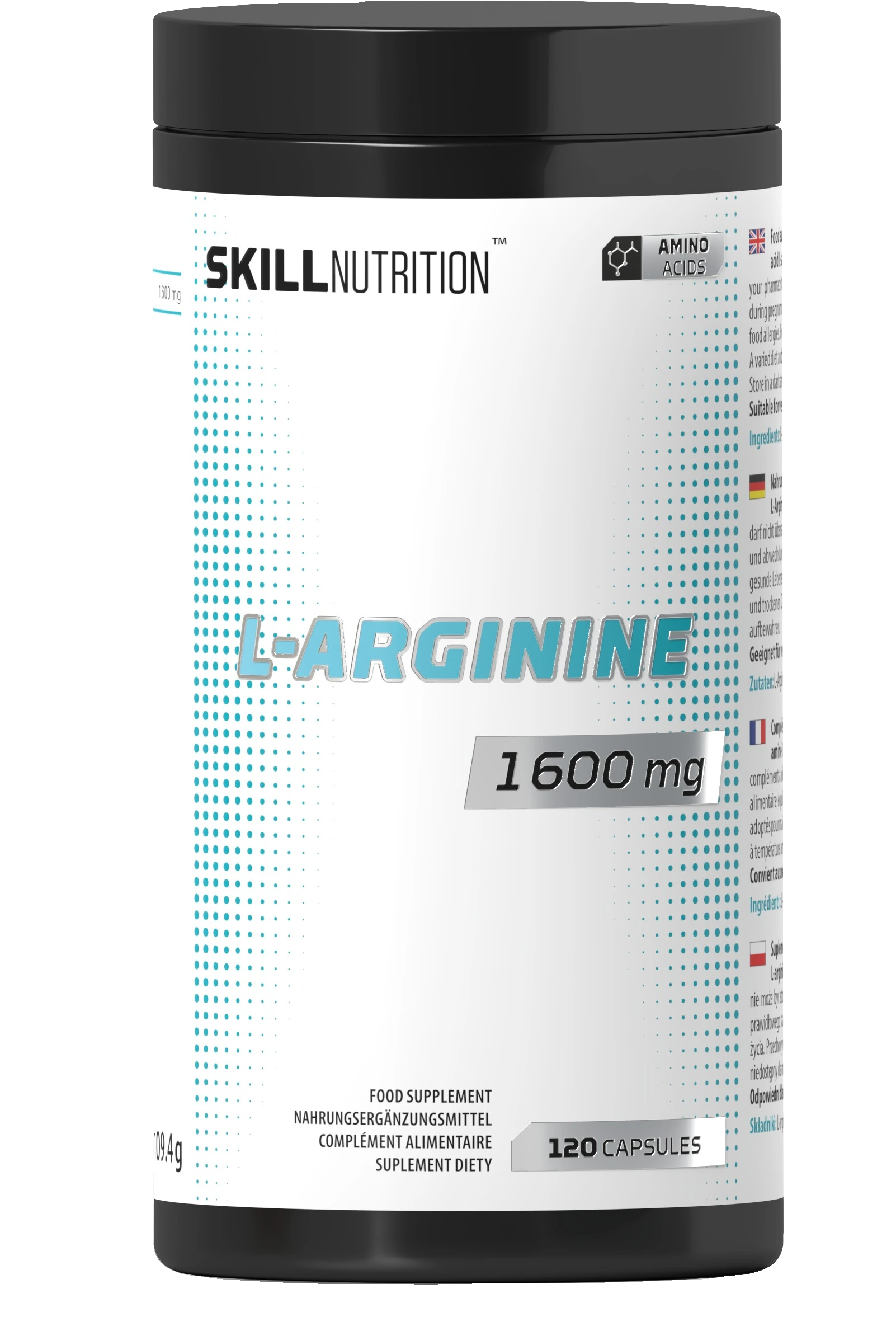 L-Arginine, 1600mg - 120 vegan caps
