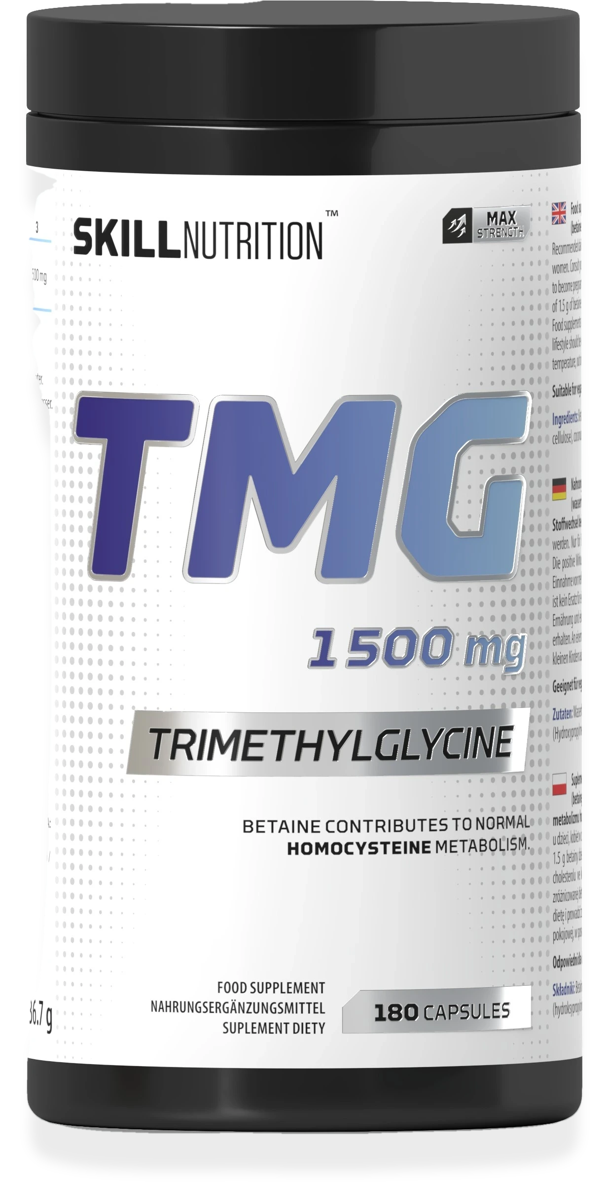 TMG Trimethylglycine, 1500mg - 180 vegan caps