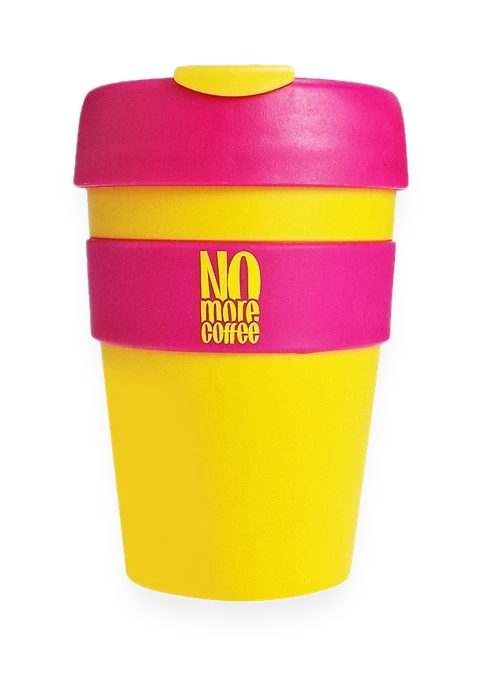 No More Coffee Mug, Yellow-Pink - 340 ml.