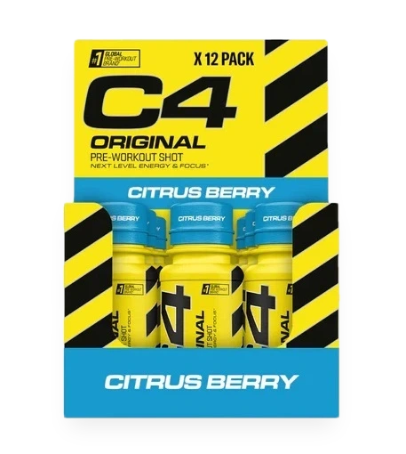 C4 Original Pre-Workout Shot, Citrus Berry - 12 x 60 ml.