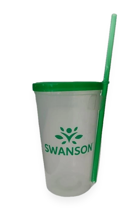 Swanson Plastic Cup with a Sipper, Transparent/Green